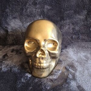 NWT 2024 Threshold Halloween Gold Skull Stoneware Candy Bowl, home decor